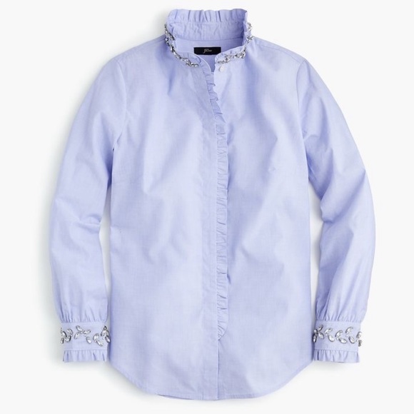 J. Crew Tops - J.Crew Jeweled Buttondown Blouse Sz 4 EUC